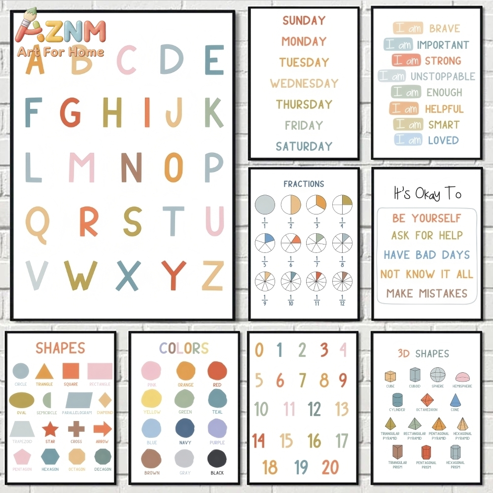 AZNM - Lienzo educativo con nú - Kids Educational Poster reseña y precio